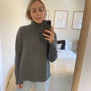Cozy Gray Turtleneck Sweater - Women's Knit Pullover